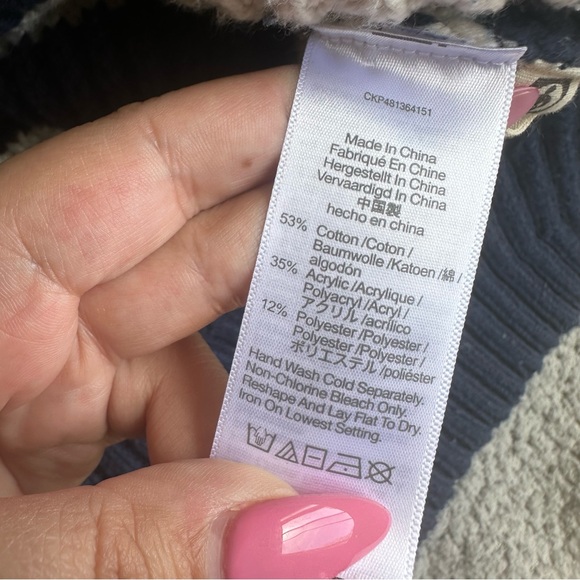 Madewell Striped Knit Navy and White Size XL Turtleneck Chunky Sweater - Picture 11 of 12